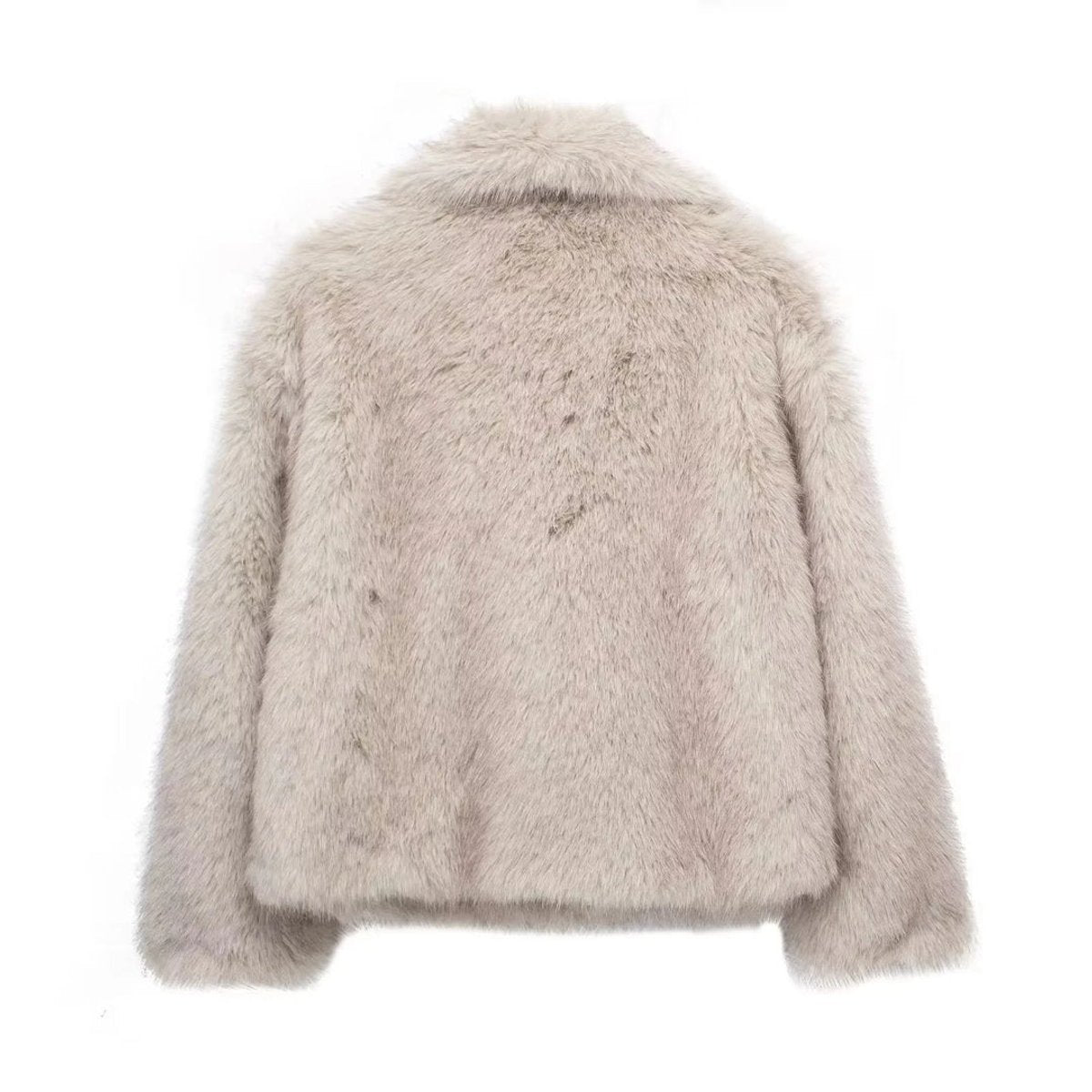 Valentina | Fluffy Cropped Faux Fur Jacket with Lapel Collar