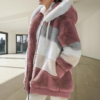 Fenella | Hooded Colour-Block Faux Fur Coat