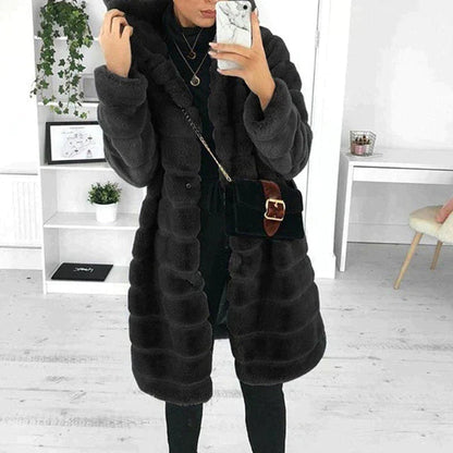 Dilys | Hooded Long Shaggy Faux Fur Coat
