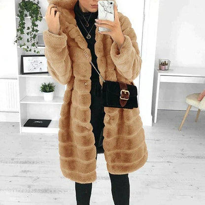 Dilys | Hooded Long Shaggy Faux Fur Coat