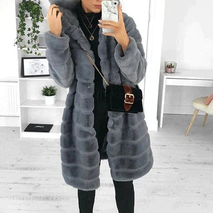 Dilys | Hooded Long Shaggy Faux Fur Coat