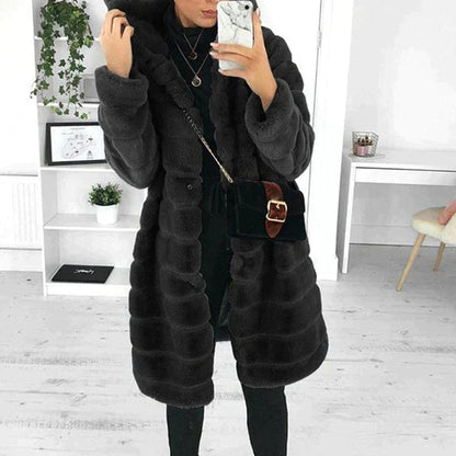 Dilys | Hooded Long Shaggy Faux Fur Coat