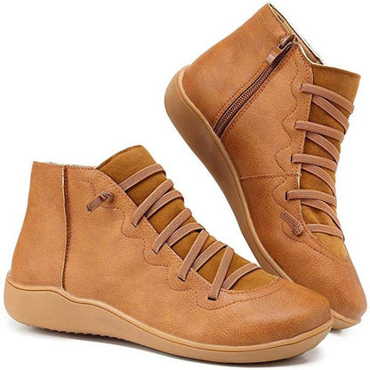 Brielle | Flat Ankle Boots with Orthopedic Support and Side Zip