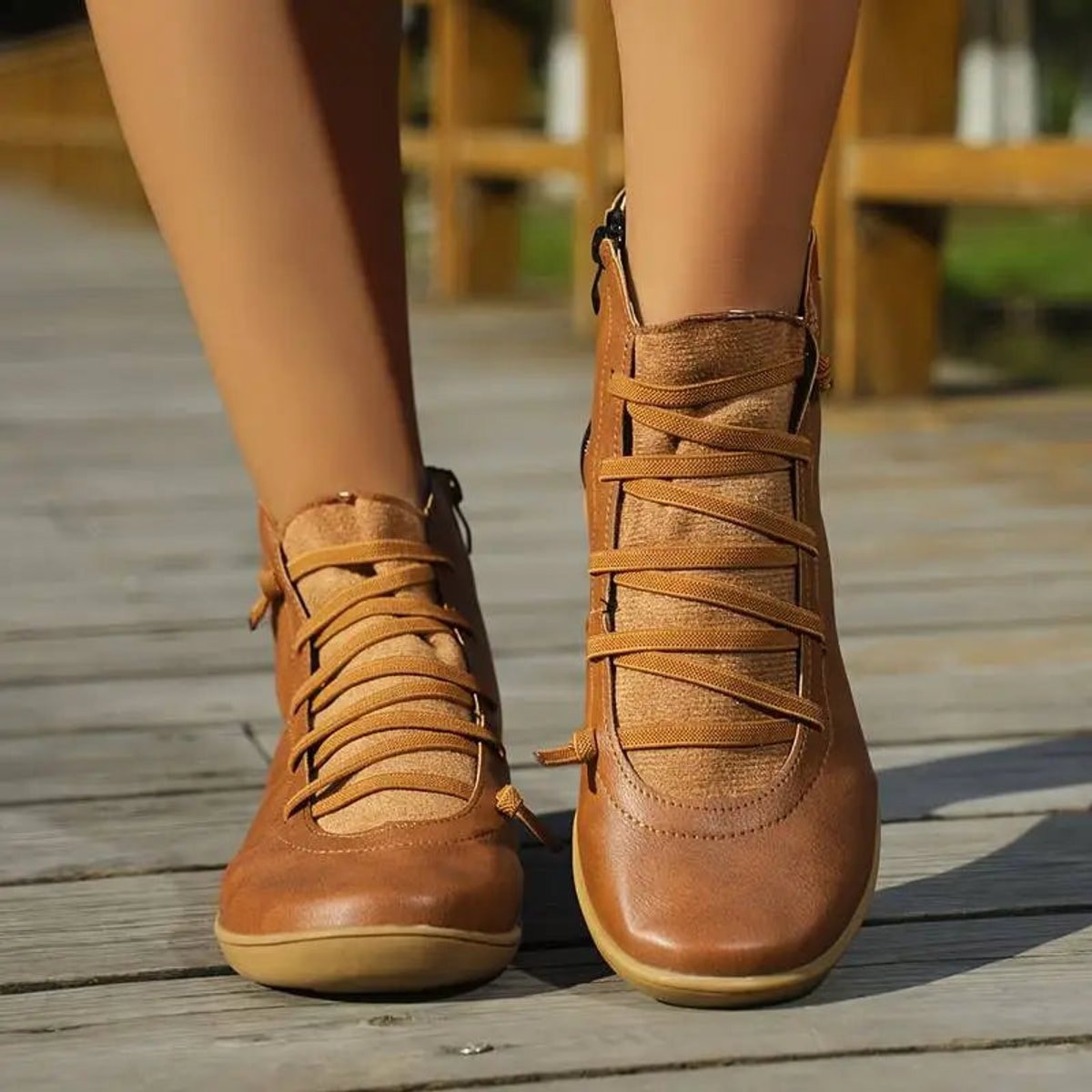 Brielle | Flat Ankle Boots with Orthopedic Support and Side Zip
