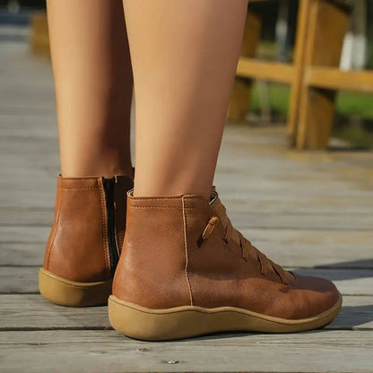 Brielle | Flat Ankle Boots with Orthopedic Support and Side Zip