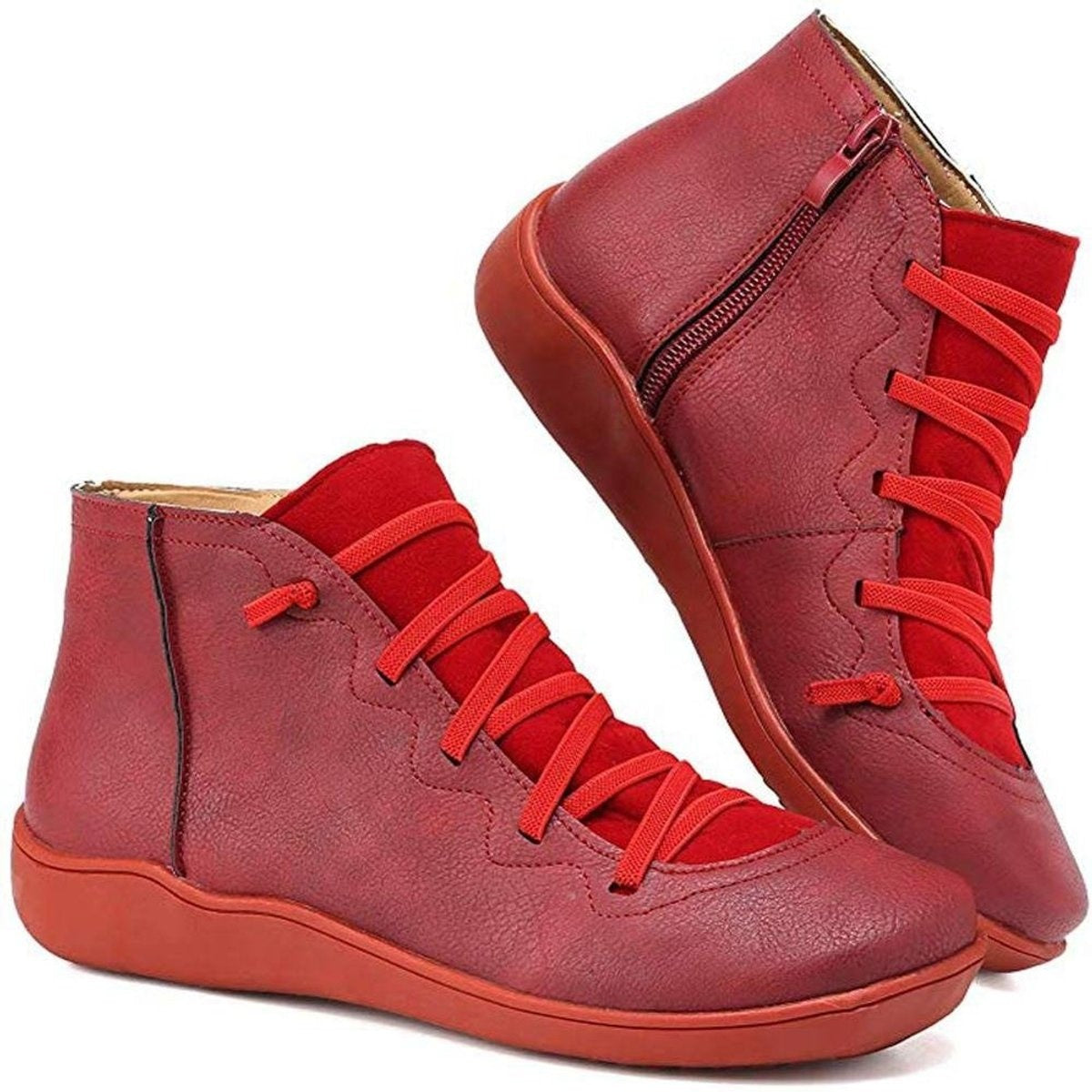 Brielle | Flat Ankle Boots with Orthopedic Support and Side Zip