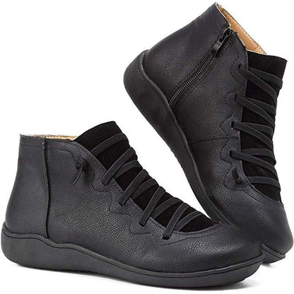Brielle | Flat Ankle Boots with Orthopedic Support and Side Zip