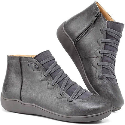 Brielle | Flat Ankle Boots with Orthopedic Support and Side Zip