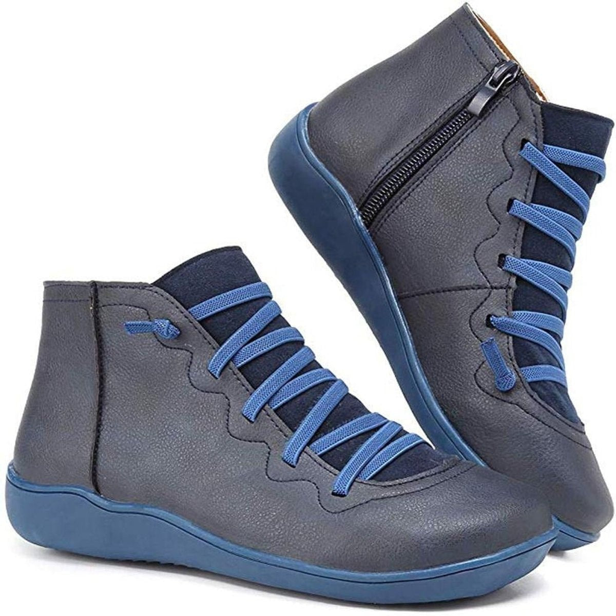 Brielle | Flat Ankle Boots with Orthopedic Support and Side Zip