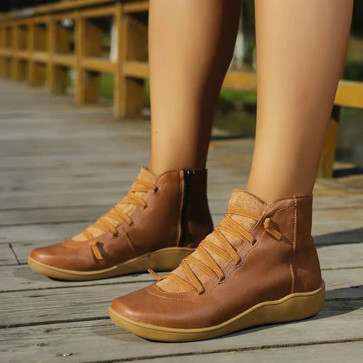 Brielle | Flat Ankle Boots with Orthopedic Support and Side Zip
