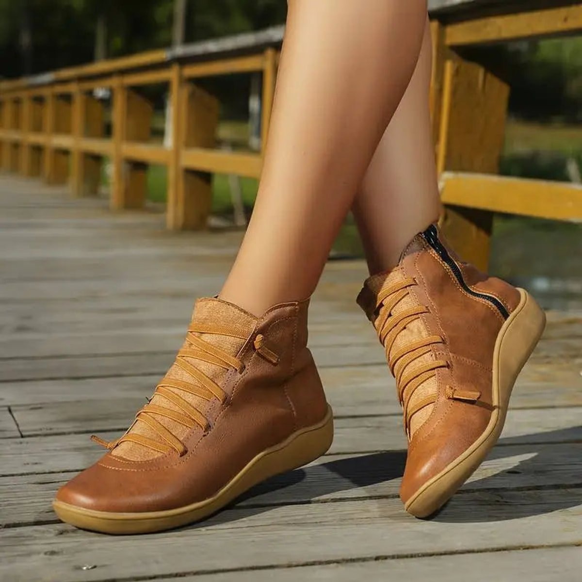 Brielle | Flat Ankle Boots with Orthopedic Support and Side Zip