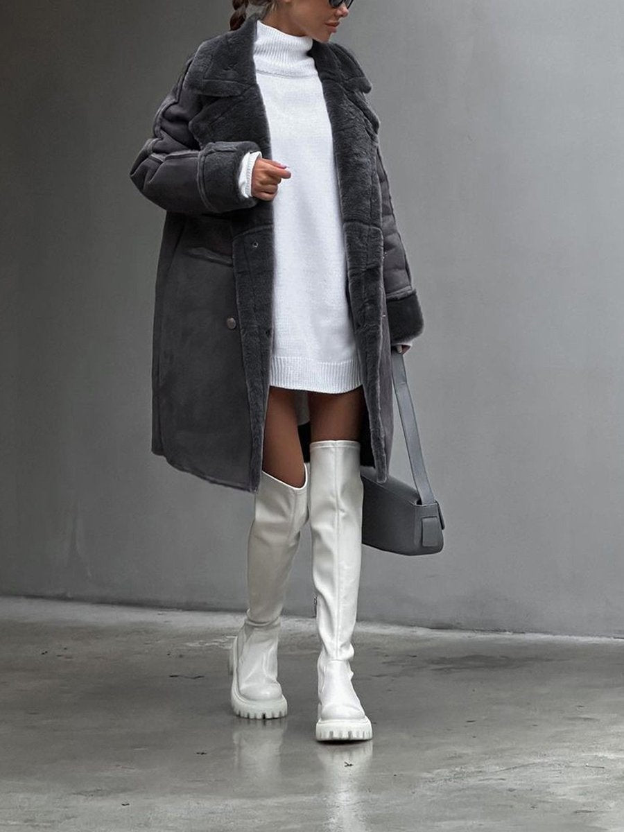 Jessamy | Long Double-Breasted Faux Shearling Coat