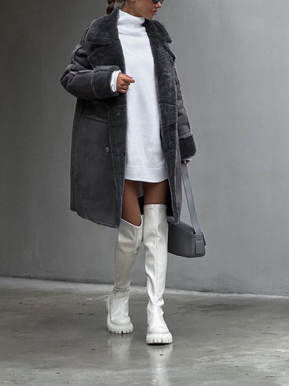 Jessamy | Long Double-Breasted Faux Shearling Coat