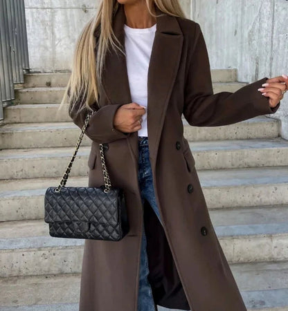 Georgiana | Long Lapel Coat with Double-Button Front