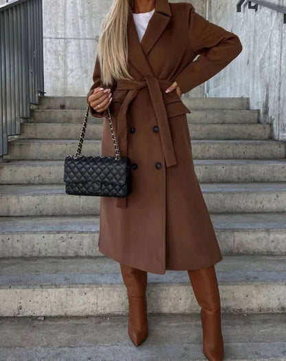 Georgiana | Long Lapel Coat with Double-Button Front