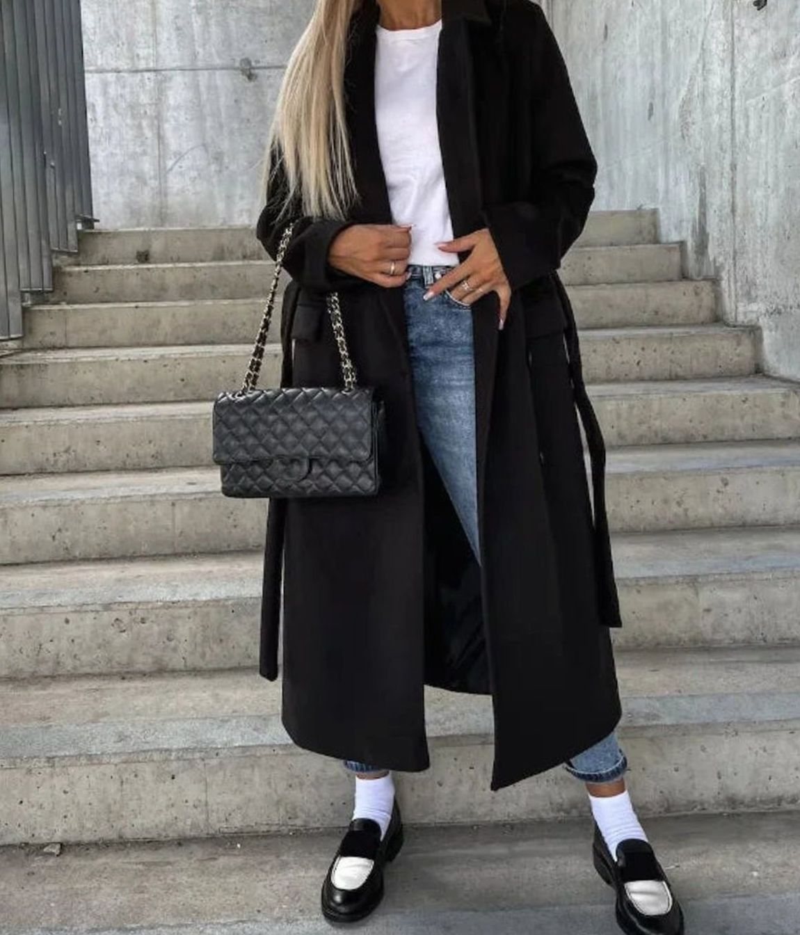 Georgiana | Long Lapel Coat with Double-Button Front