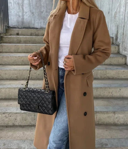 Georgiana | Long Lapel Coat with Double-Button Front
