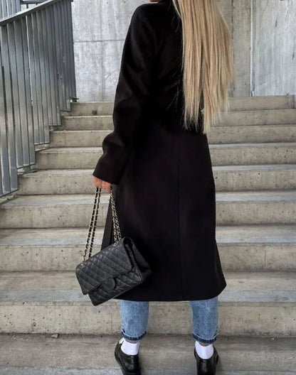 Georgiana | Long Lapel Coat with Double-Button Front