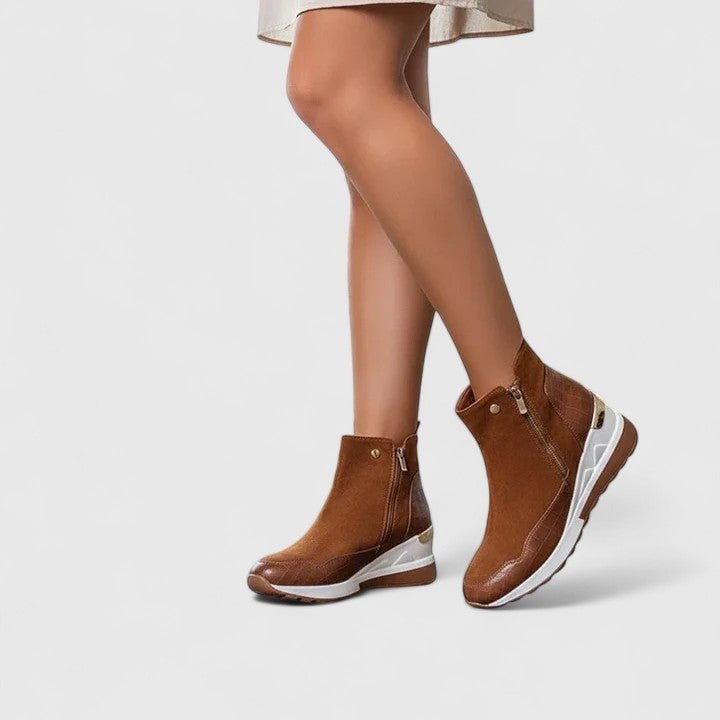 Ellera | Orthopedic Croc-Panel Wedge Ankle Boots