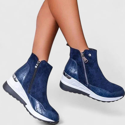 Ellera | Orthopedic Croc-Panel Wedge Ankle Boots