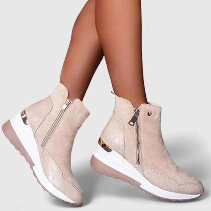 Ellera | Orthopedic Croc-Panel Wedge Ankle Boots
