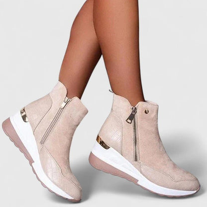 Ellera | Orthopedic Croc-Panel Wedge Ankle Boots