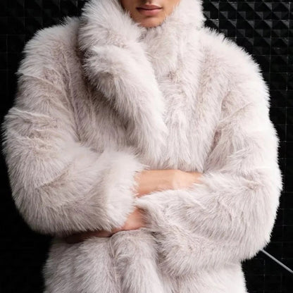 Theodora | White Oversized Long Faux Fur Coat