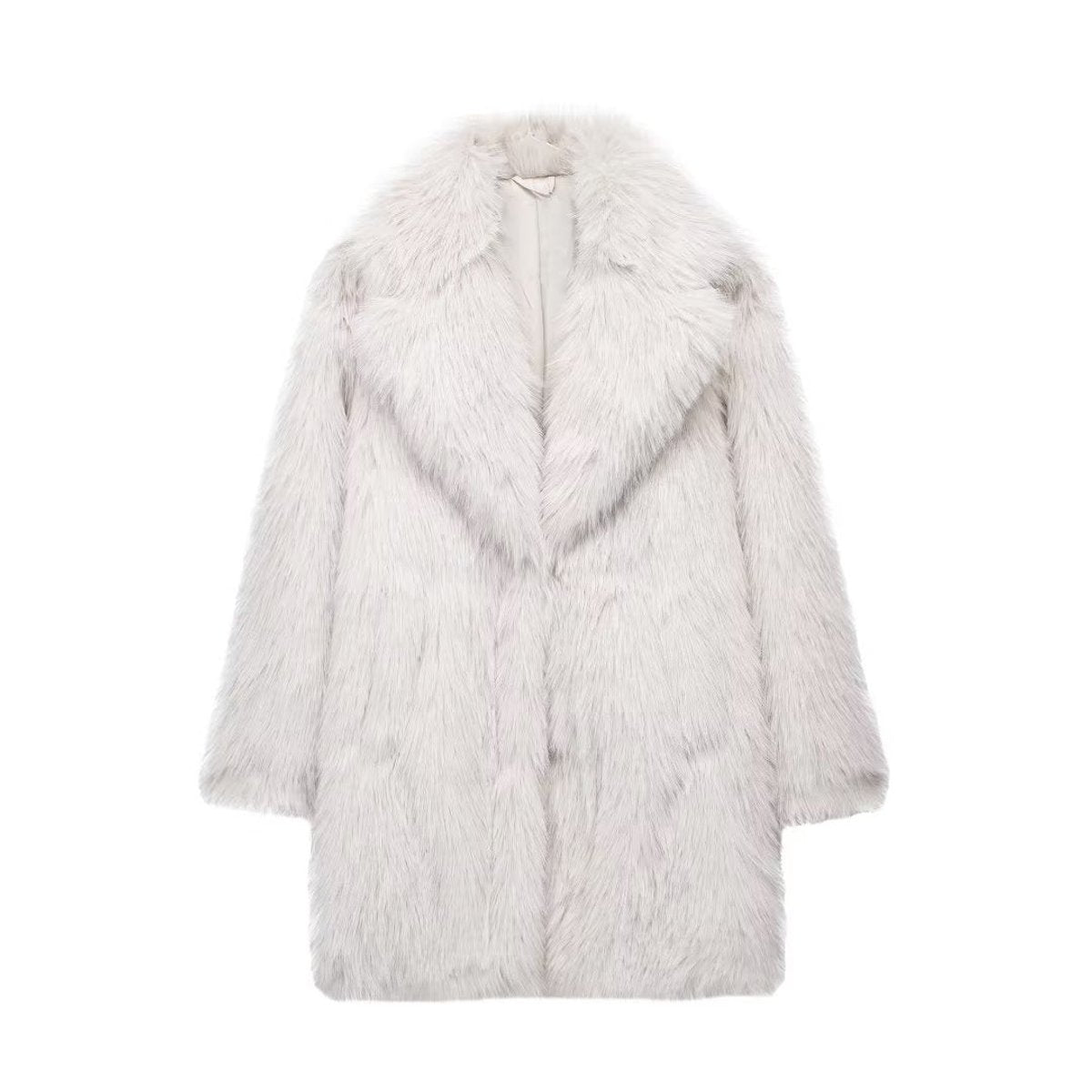 Theodora | White Oversized Long Faux Fur Coat