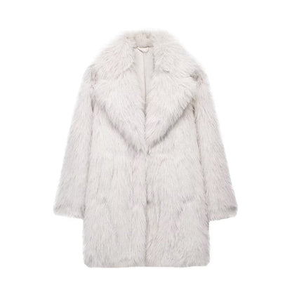 Theodora | White Oversized Long Faux Fur Coat