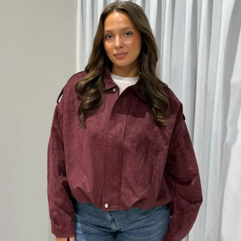 Grace | Women's Cropped Zip Up Bomber Jacket