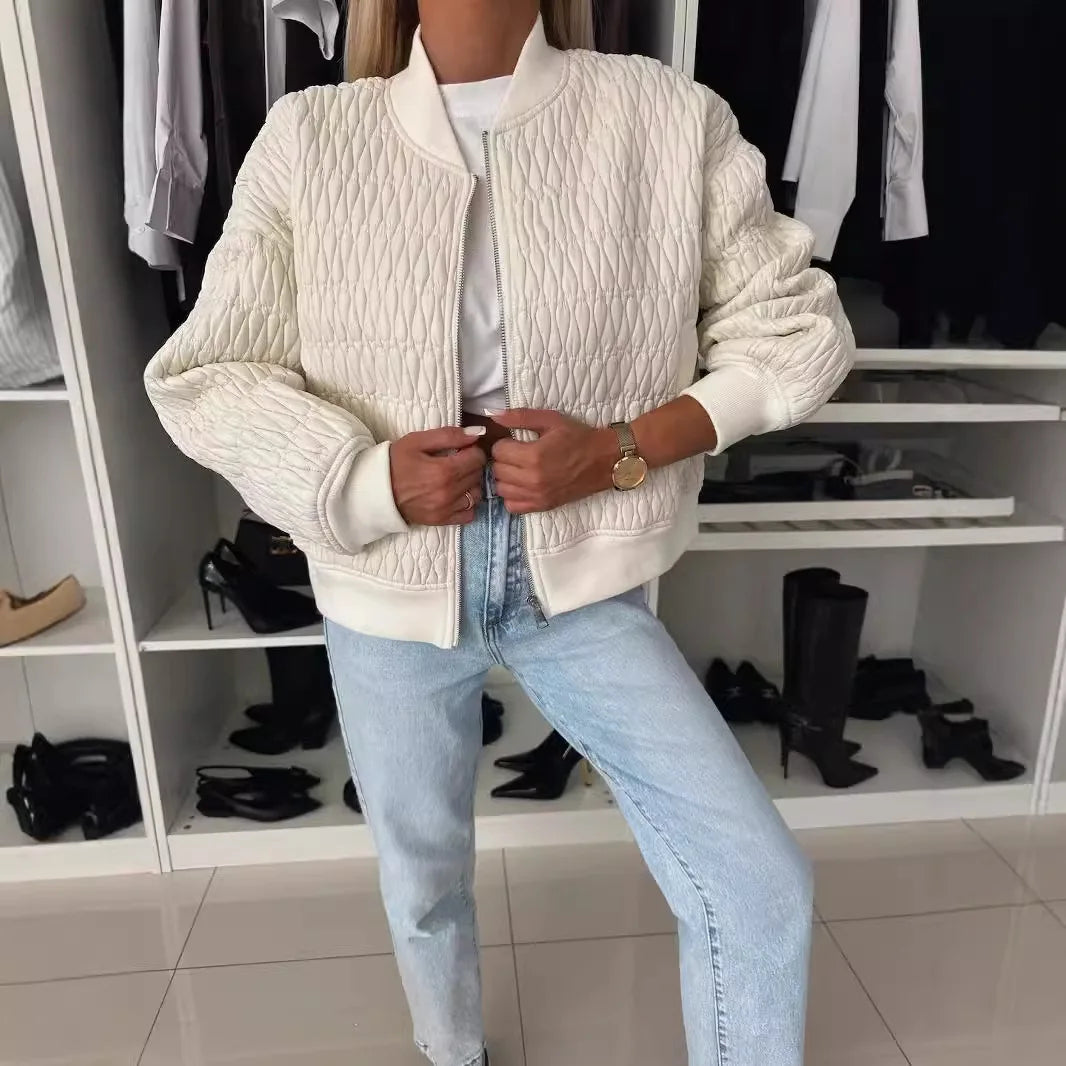 Lindsay | Women's Quilted Zip Up Bomber Jacket