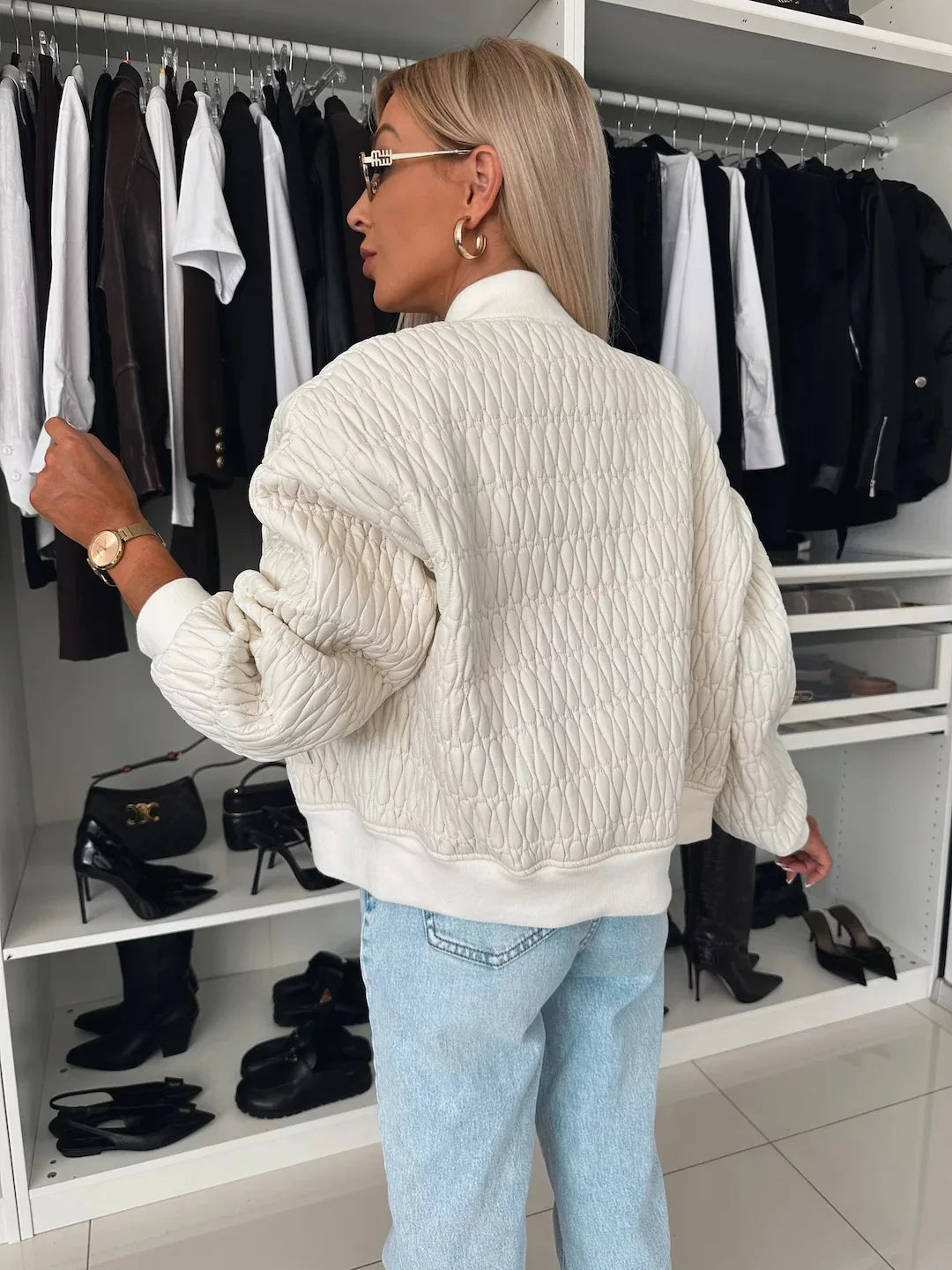 Lindsay | Women's Quilted Zip Up Bomber Jacket