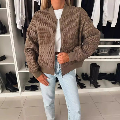 Lindsay | Women's Quilted Zip Up Bomber Jacket