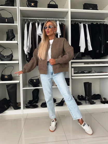 Lindsay | Women's Quilted Zip Up Bomber Jacket
