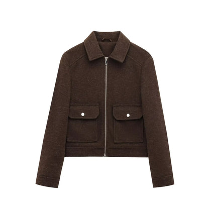 Linda | Women's Cropped Zip Up Bomber Jacket