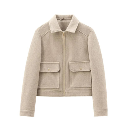 Linda | Women's Cropped Zip Up Bomber Jacket