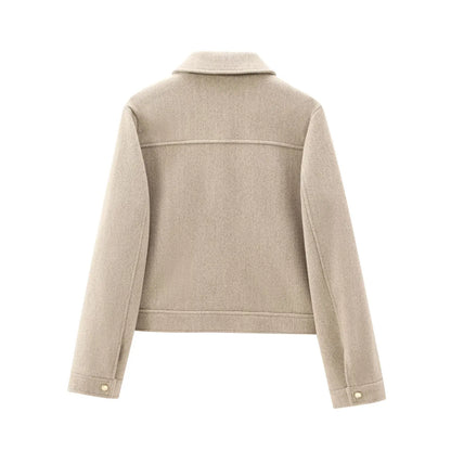 Linda | Women's Cropped Zip Up Bomber Jacket
