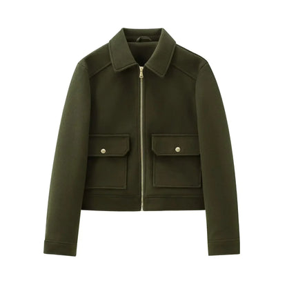 Linda | Women's Cropped Zip Up Bomber Jacket