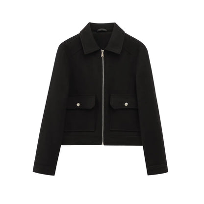 Linda | Women's Cropped Zip Up Bomber Jacket