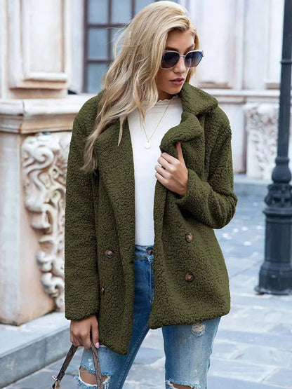 Katherine | Oversized Double-Breasted Teddy Coat