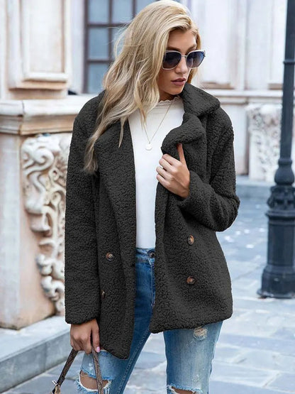 Katherine | Oversized Double-Breasted Teddy Coat