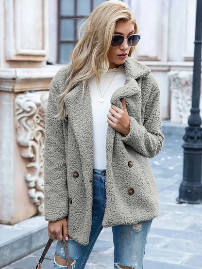 Katherine | Oversized Double-Breasted Teddy Coat