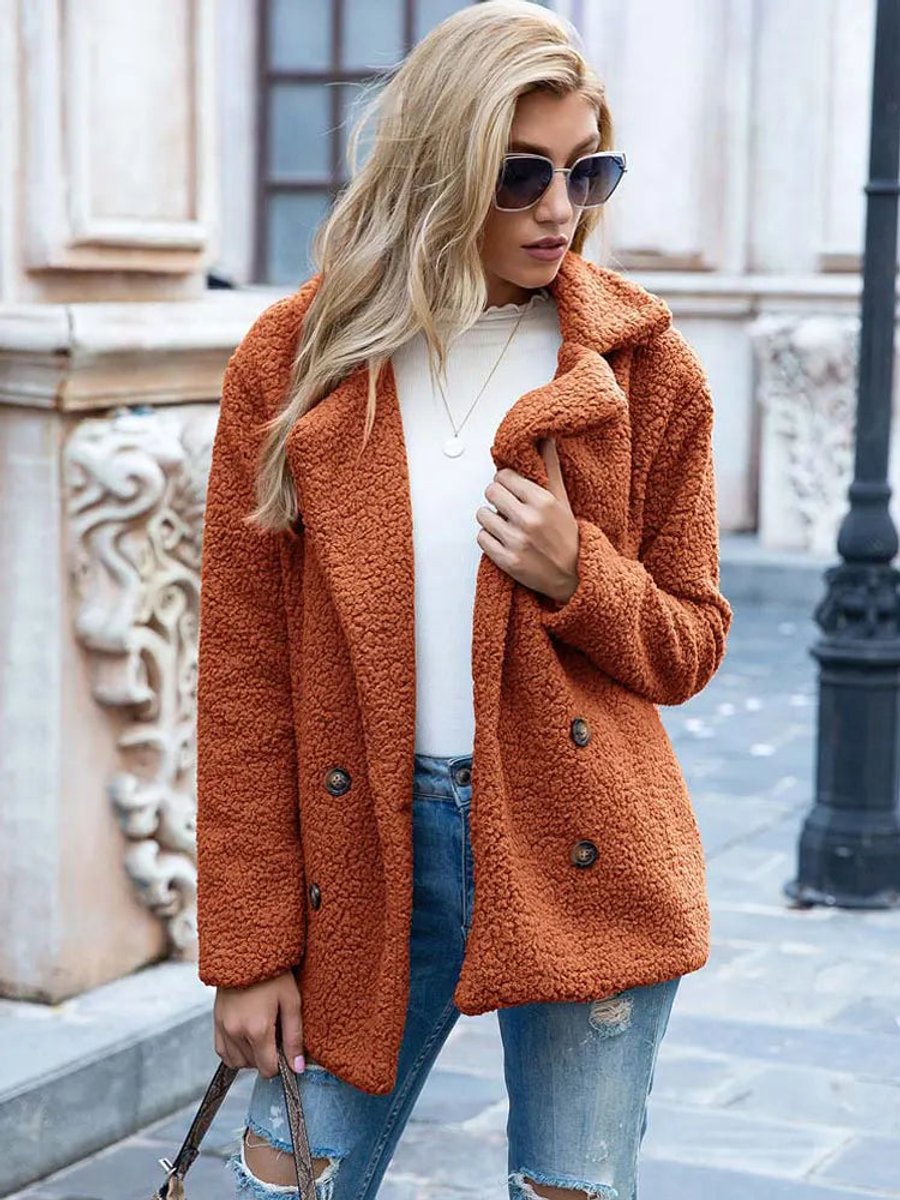 Katherine | Oversized Double-Breasted Teddy Coat