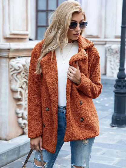 Katherine | Oversized Double-Breasted Teddy Coat