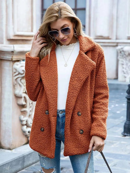 Katherine | Oversized Double-Breasted Teddy Coat