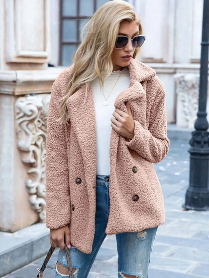 Katherine | Oversized Double-Breasted Teddy Coat