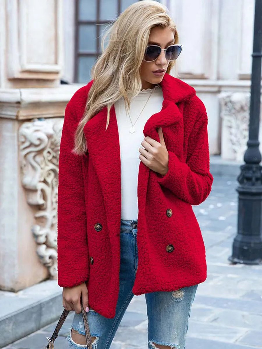 Katherine | Oversized Double-Breasted Teddy Coat