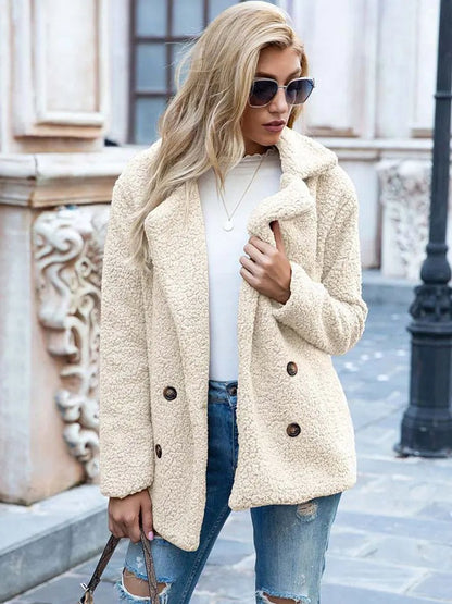 Katherine | Oversized Double-Breasted Teddy Coat