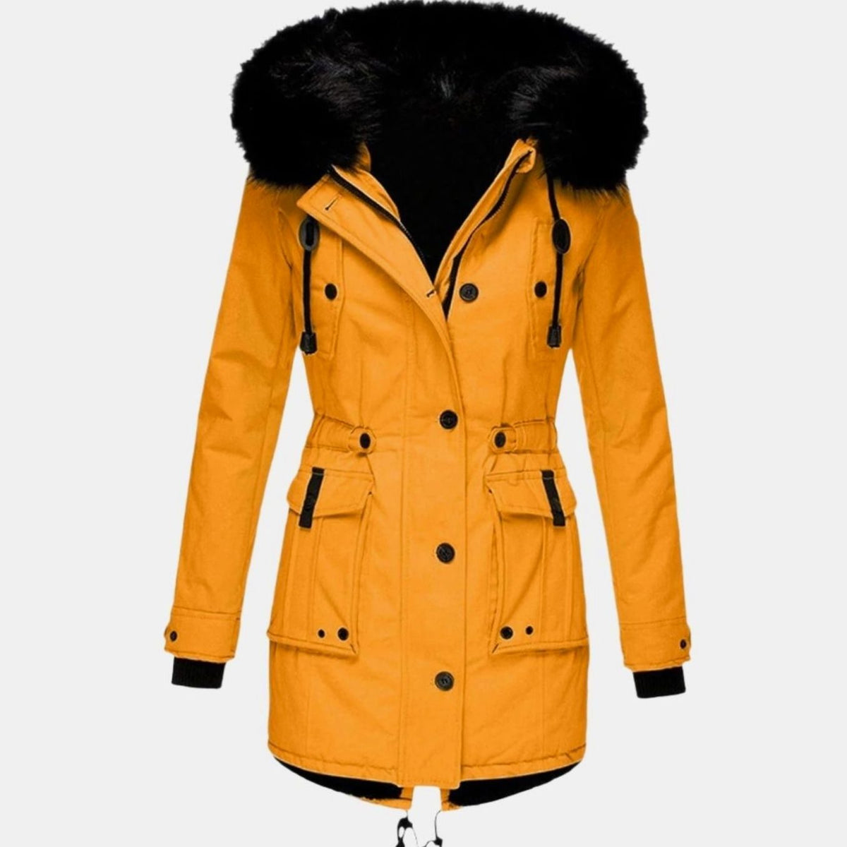 Bunty | Faux Fur Hooded Parka Coat with Drawstring Waist