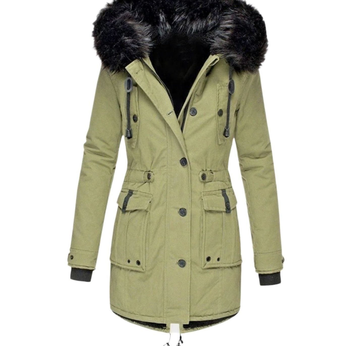 Bunty | Faux Fur Hooded Parka Coat with Drawstring Waist